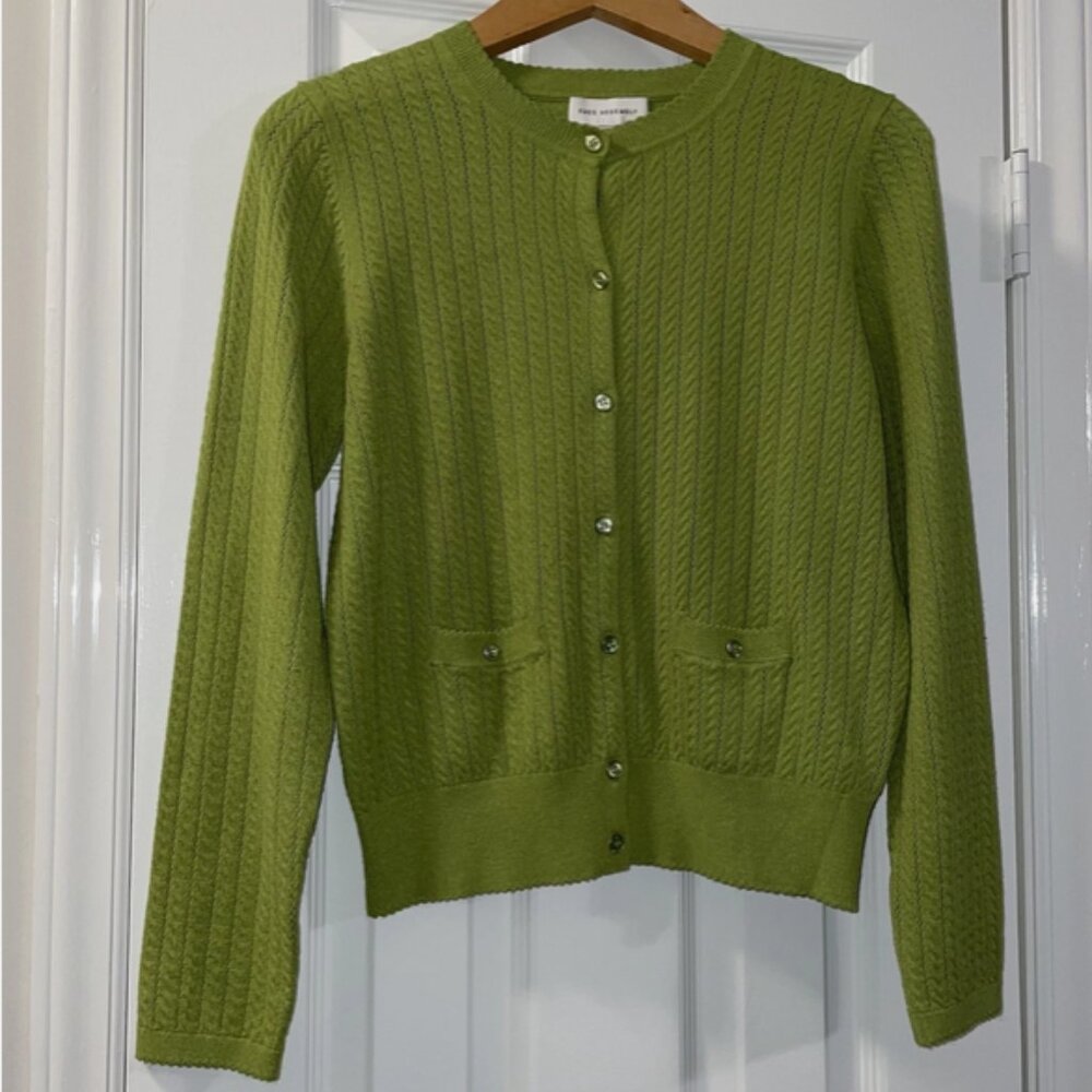 Free Assembly Cardigan Sweater Small  Green Button Up